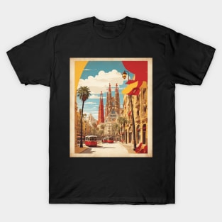 Cathedral of the Holy Cross and Saint Eulalia Barcelona Spain Travel Tourism Retro Vintage T-Shirt